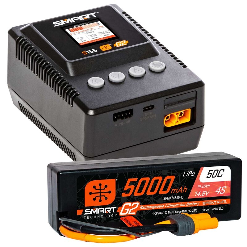 SPEKTRUM Smart Powerstage 4S Surface Bundle: G2 5000mAh 4S LiPo IC5 & S155