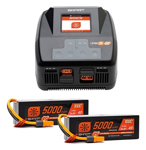 SPEKTRUM Smart Powerstage 8S: (2) G2 5000mAh 4S LiPo IC5 & S2100