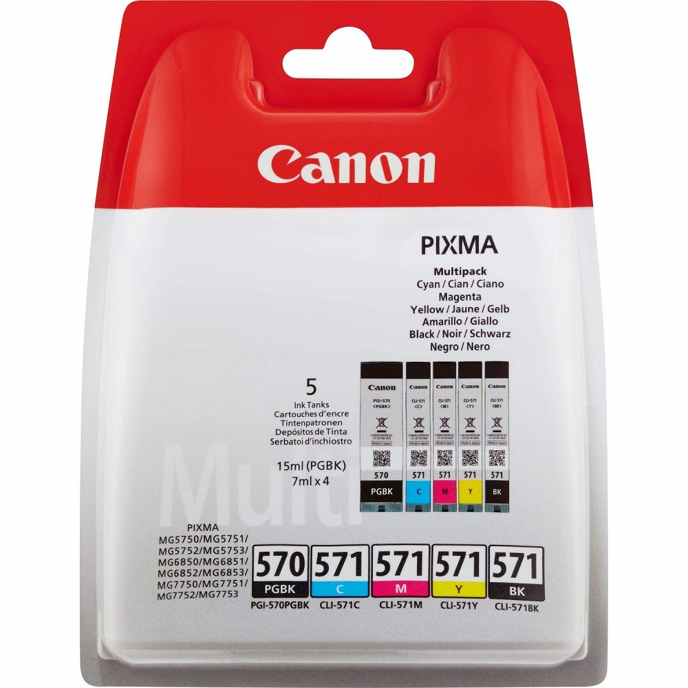 Pack 5 Tinteiros Canon PG-570/CLI-571