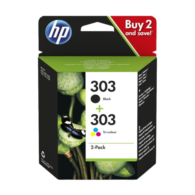 Pack Tinteiros originais HP 303 XL cor e preto